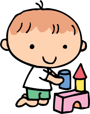 積み木で遊んでいる男の子のイラスト