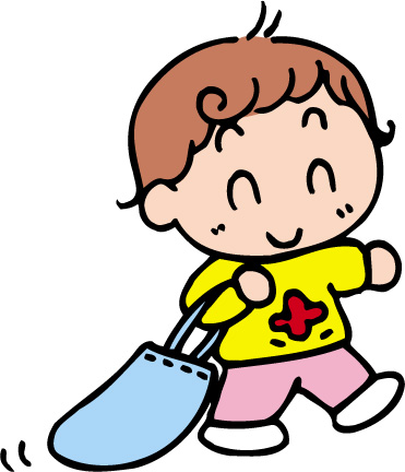 女の子がカバンを持って歩いているところ