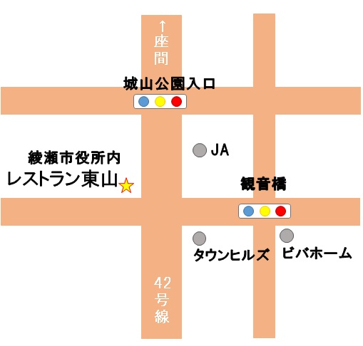 レストラン東山への案内地図