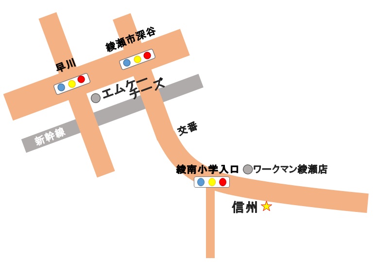 信州への案内地図