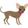 茶色に赤い首輪をつけた犬のイラスト