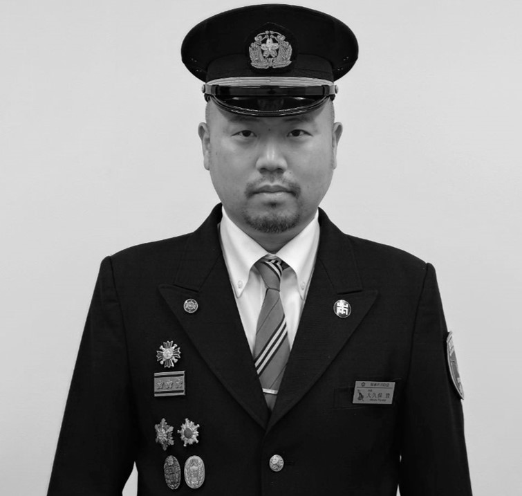 第40代消防団長 大久保 豊 氏の白黒写真
