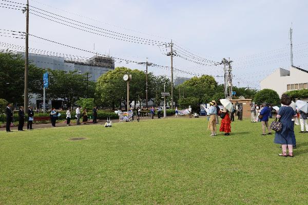 平和行進団の集会の様子