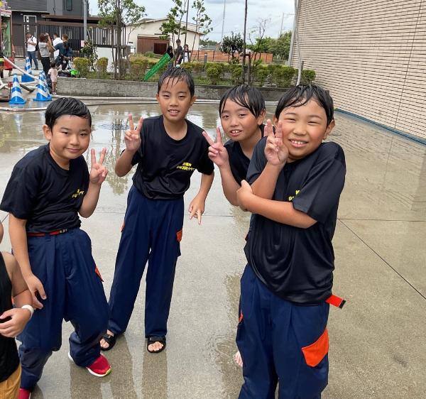 大雨体験後の少年消防クラブ員