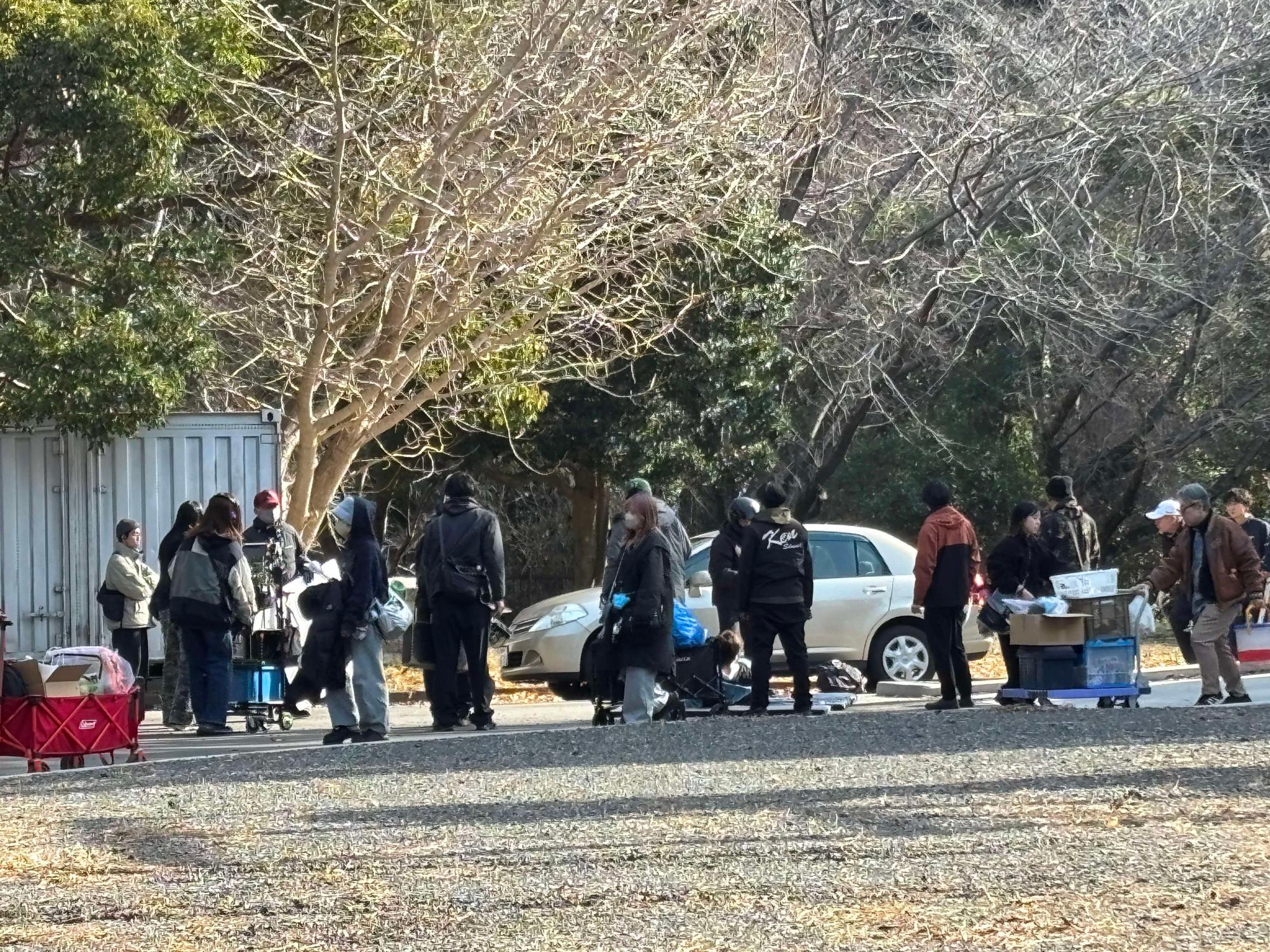 浄水管理センターでの撮影風景（出演者を含む）
