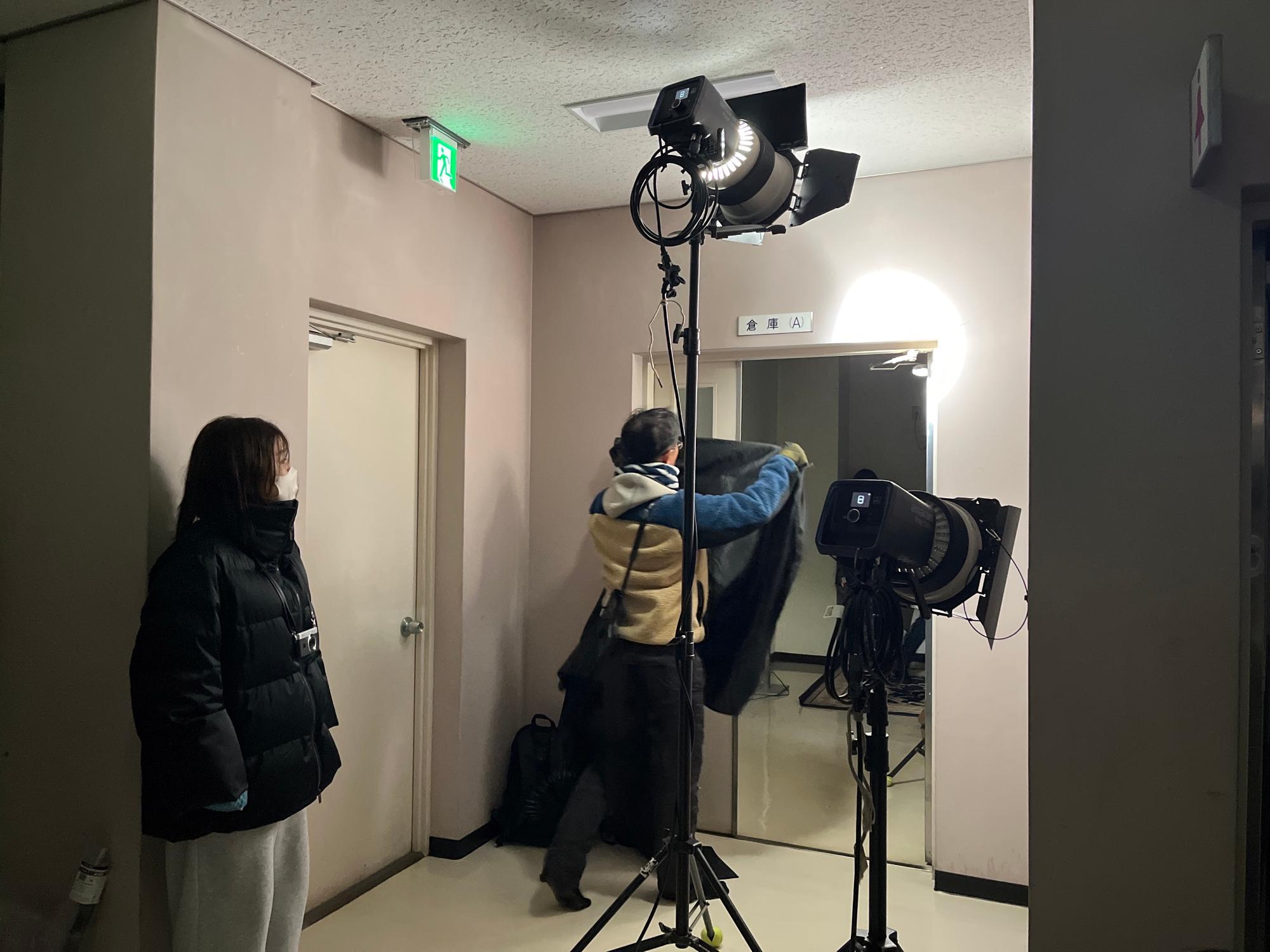 浄水管理センターでの撮影風景