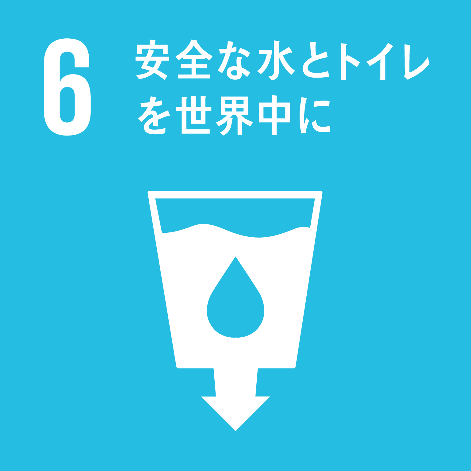 「6.安全な水とトイレを世界中に」の文字と目標6のロゴ