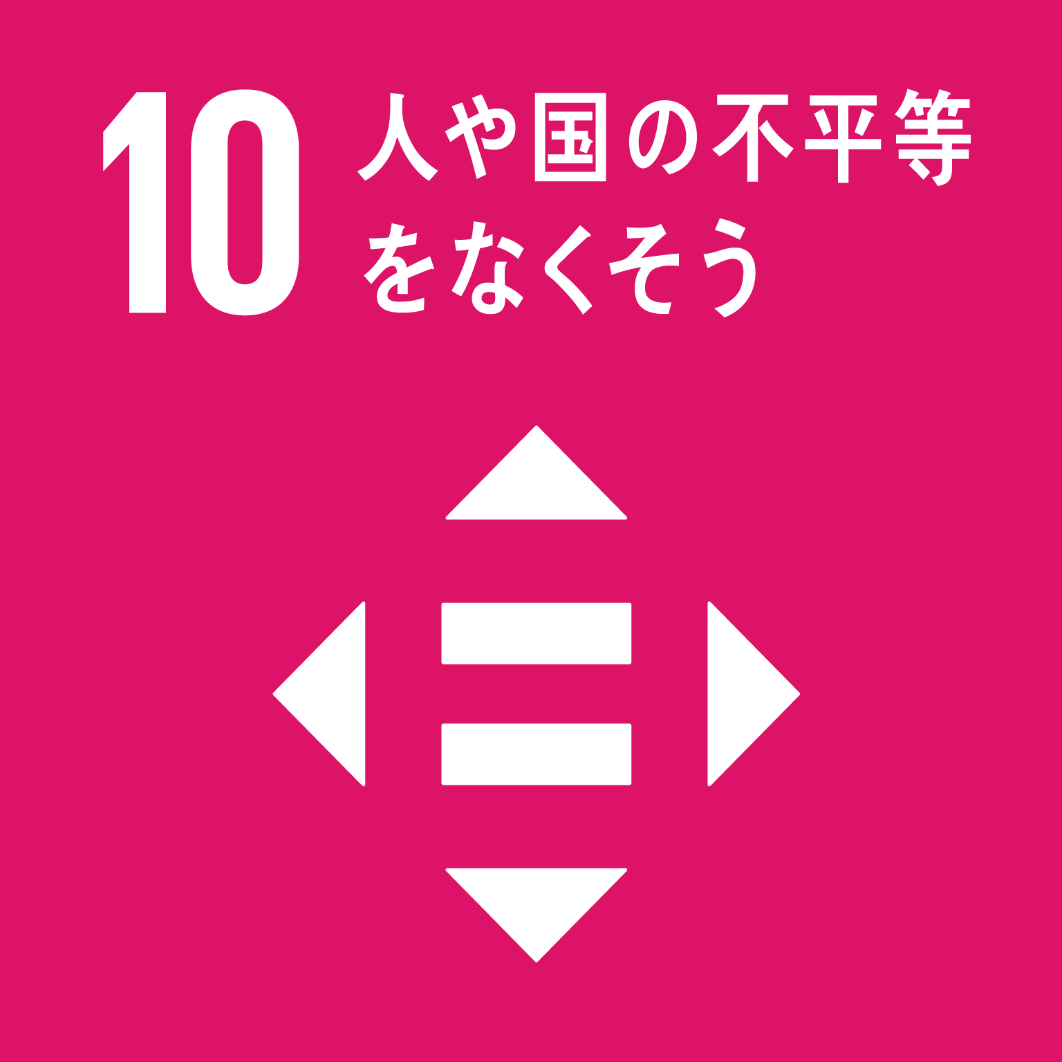 「10.人や国の不平等をなくそう」の文字と目標10のロゴ