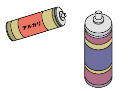 乾電池（マンガン乾電池、アルカリ乾電池など）のイラスト