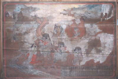 歴史上のゆうめいな人たちの絵が描かれている小園子之社絵馬・奉納額の写真