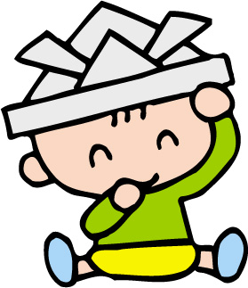 兜を被った赤ちゃんの笑顔のイラスト