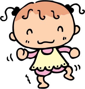 リズムにのって踊っている女の子のイラスト