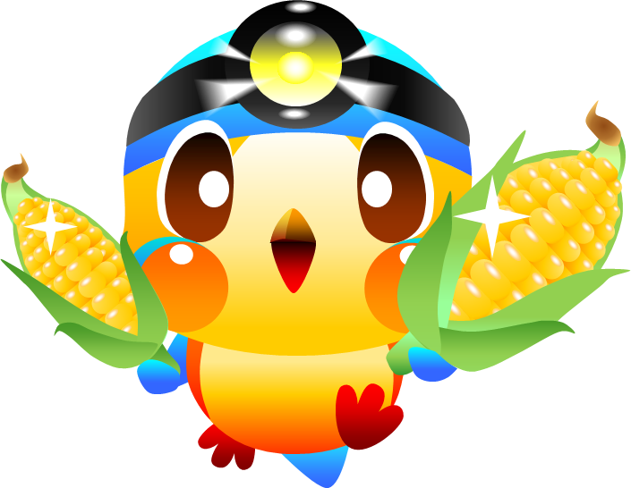 両手にトウモロコシを持っているあやぴぃのイラスト
