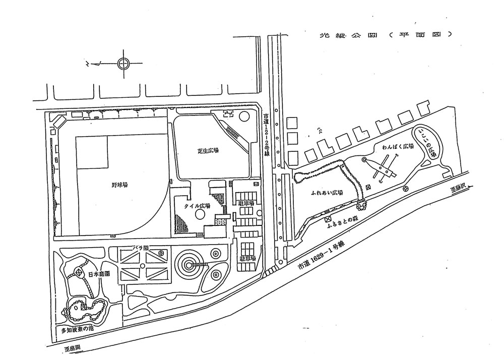 光綾公園内のぞれぞれの施設の場所を記した平面図